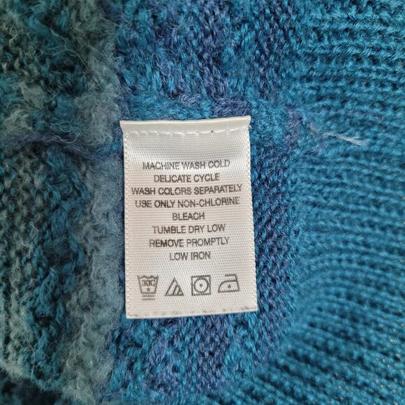 Chadwick's Womens Striped Textured Knit Half Sleeve Teal Green Sweater Size XL - Picture 8 of 8